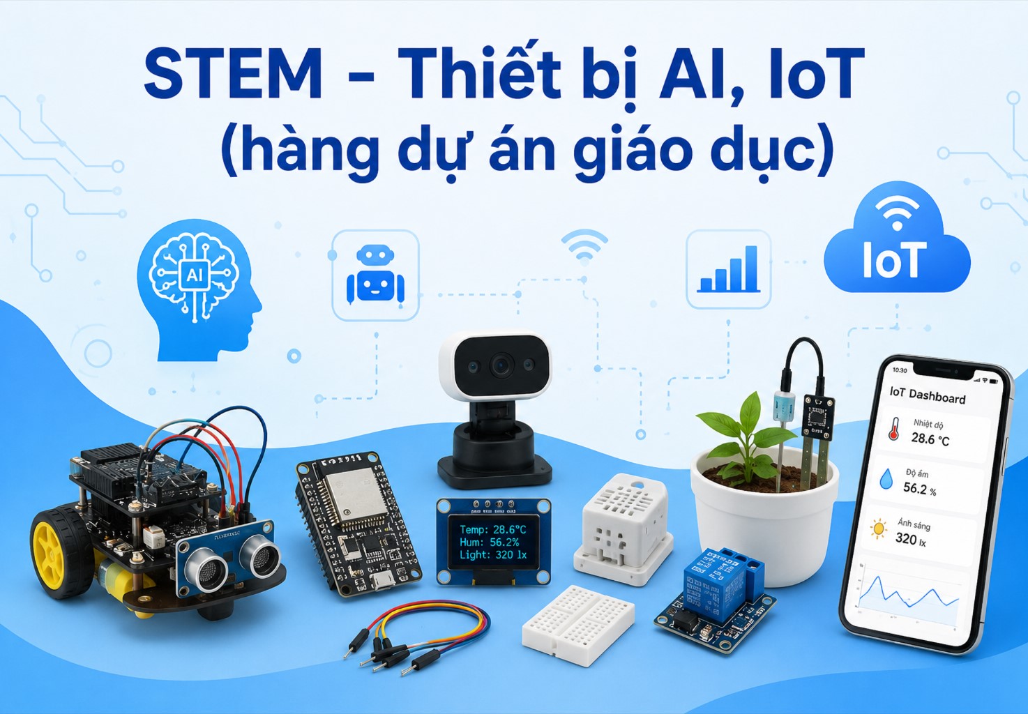 STEM - Thiết bị AI, IoT: Bộ lập trình sáng tạo với vi điều khiển